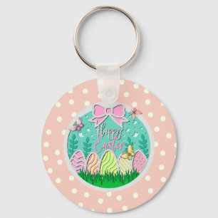 Porte-clés Chasse aux œufs de Pâques mignonne et papillons co