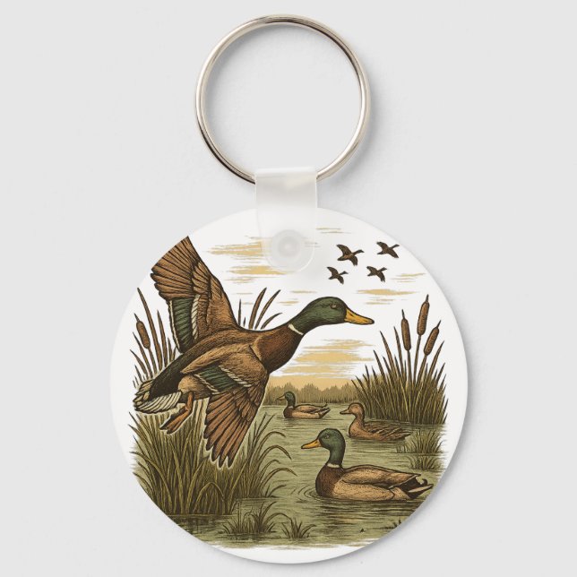 Porte-clés Chasse-Rétro-Volant-Caner-Mallard,  (Recto)