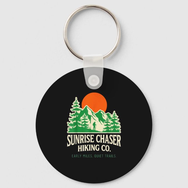 Porte-clés Chasseur de lever de soleil drôle randonnée sentie (Recto)