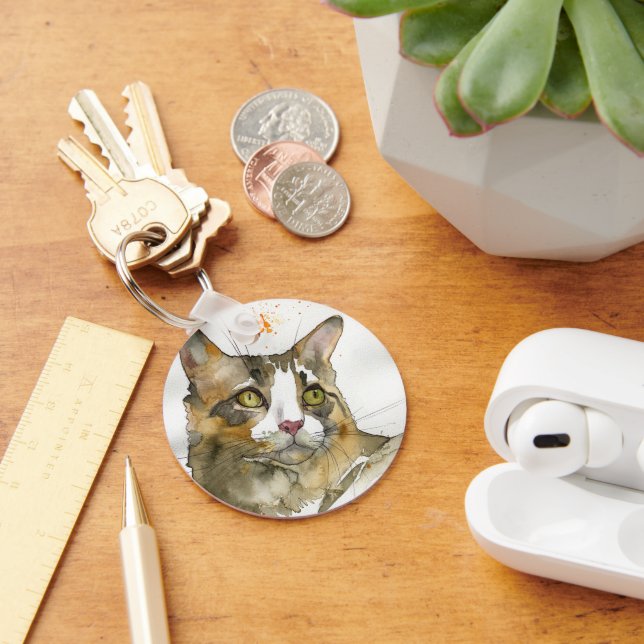 Porte-clés Chat à l'aquarelle (Bureau)