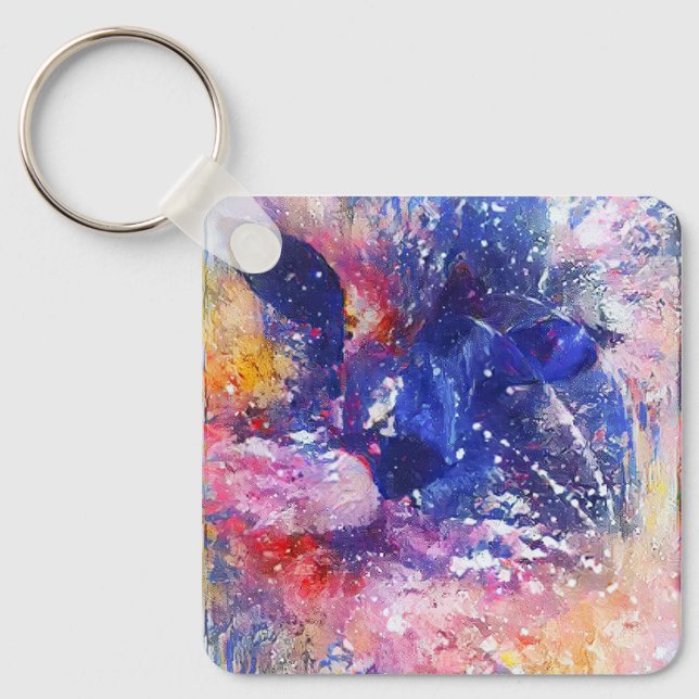 Porte-clés Chat Abstrait cosmique Dreamscape (Recto)