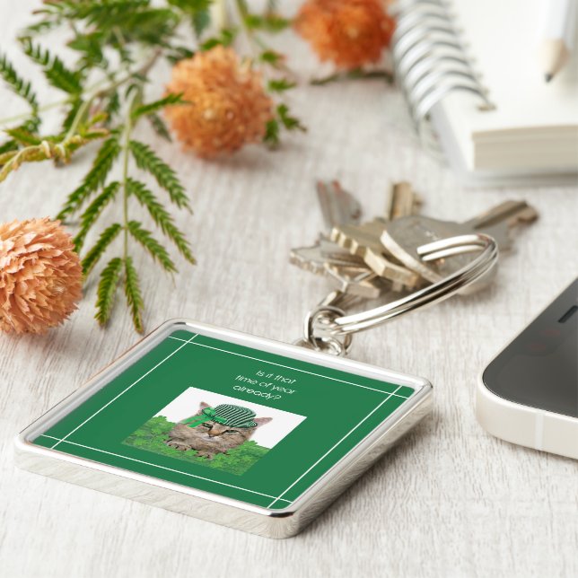 Porte-clés Chat amusant à la Saint-Patrick (Côté)