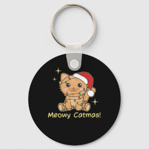 Porte-clés Chat Animaux de Noël Cute Chats Meowy Catmas