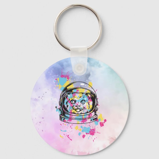 Porte-clés Chat astronaute (Recto)