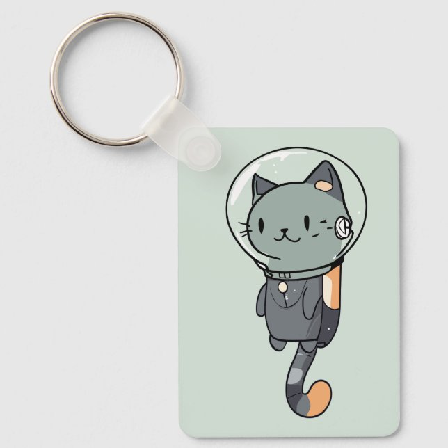 Porte-clés Chat astronaute mignon Kawaii (Recto)
