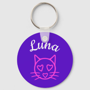 Porte-clés Chat aux coeurs roses