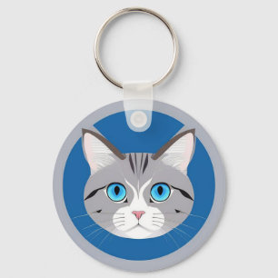 Porte-clés Chat aux yeux bleus