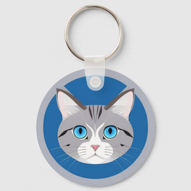 Porte-clés Chat aux yeux bleus (Recto)