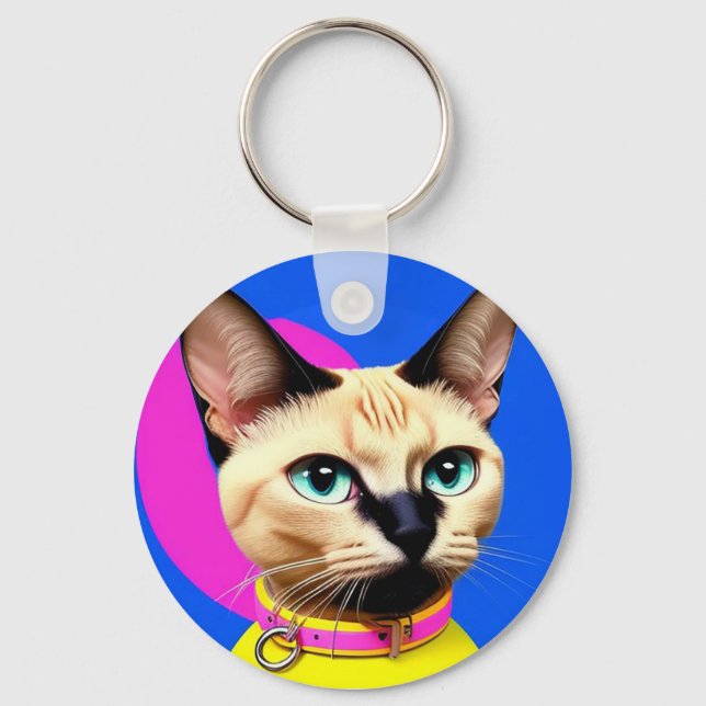 Porte-clés Chat aux yeux saisissants (Recto)