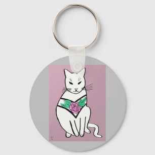 Porte-clés Chat avec le collier rose