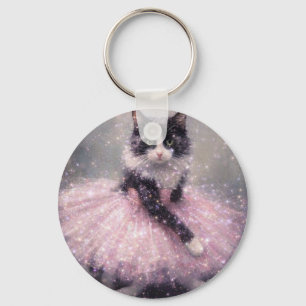 Porte-clés Chat Ballerine Pailleté en Tutu Rose