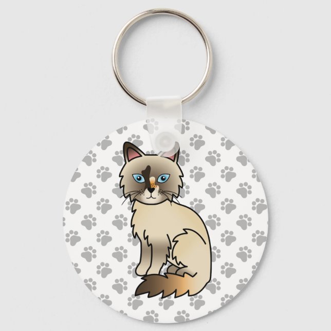 Porte-clés Chat Birman écaille de tortue / Ragdoll mignon & p (Recto)