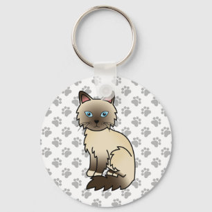 Porte-clés Chat Birman / Ragdoll pointe chocolat & pattes mig
