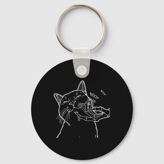 Porte-clés Chat Black Lover Skeleton Main Boop Funny Hallowee (Recto)