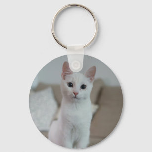 Porte-clés chat blanc