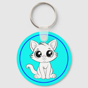 Porte-clés Chat blanc adorable