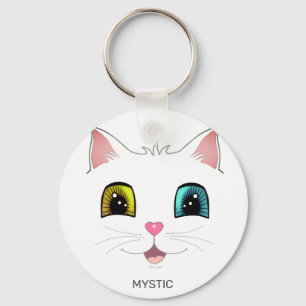 Porte-clés Chat blanc aux deux yeux de couleur différente