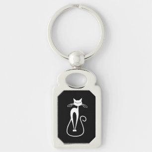 Porte-clés Chat blanc maigre fantaisiste 