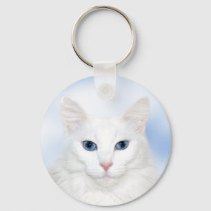 Porte-clés Chat blanc majestueux