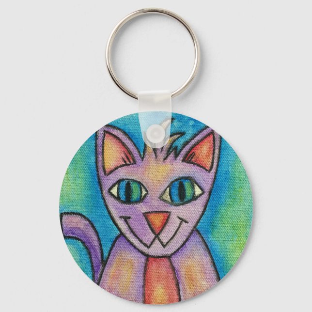 Porte-clés Chat Chaton Rose Violet (Recto)