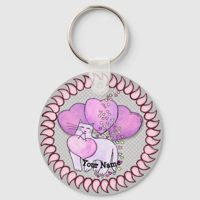 Porte-clés Chat Cœur d'Amour (Recto)