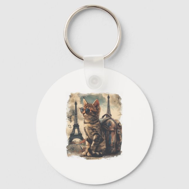 Porte-clés Chat compagnon de voyage (Recto)