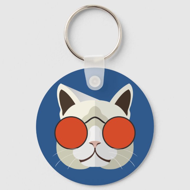 Porte-clés Chat cool en lunettes de soleil (Recto)