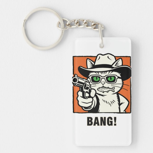 Porte-clés chat cowboy  (Devant)