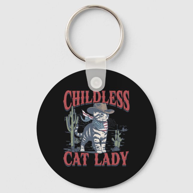 Porte-clés Chat Cowboy Sans Enfant Dame De Chat Pour L'Électi (Recto)