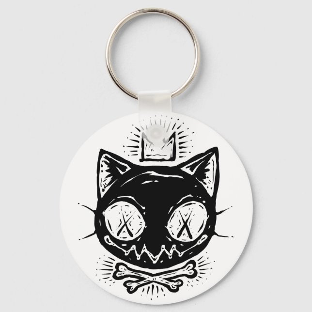Porte-clés Chat Crâne Couronné (Recto)