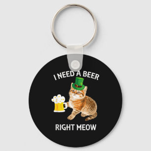 Porte-clés Chat de bière irlandais drôle de la Saint-Patrick