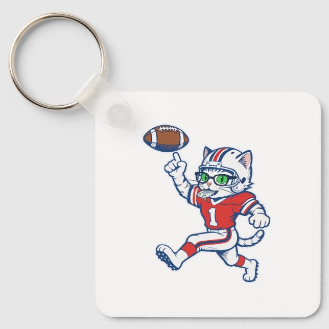 Porte-clés Chat de foot drôle (Recto)