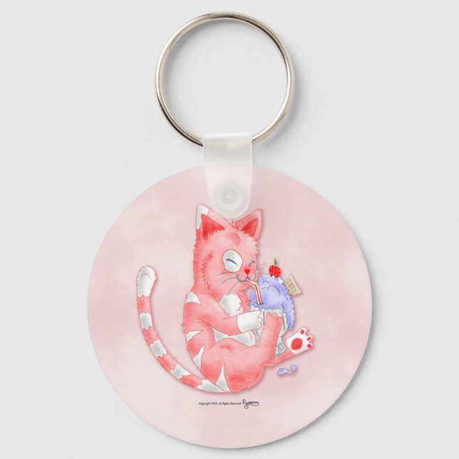 Porte-clés Chat de fraise Porte - clé de malt à boire (Recto)