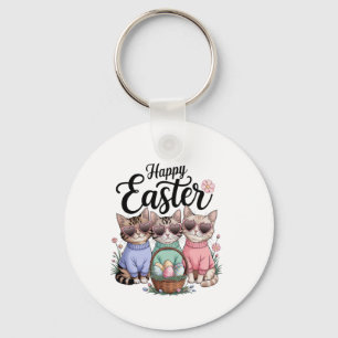 Porte-clés Chat de jour de Pâques mignon lapin oreilles œufs