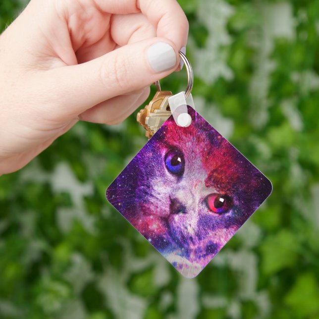 Porte-clés Chat de la galaxie violette  (main)