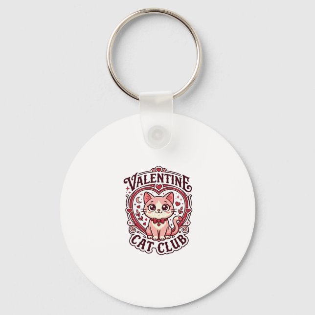 Porte-clés Chat de la Saint-Valentin Dessin drôle pour amateu (Recto)
