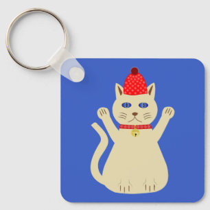 Porte-clés Chat de Noël personnalisé double face