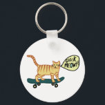 Porte-clés Chat de planche à roulettes MEOWT<br><div class="desc">Commencez la fête avec ce skateboard cat. L'art fait à la main juste pour vous ! Customisez-le avec votre propre texte. Consultez ma boutique pour plus de designs assortis et plus de produits comme des autocollants,  des tshirts et plus encore!</div>