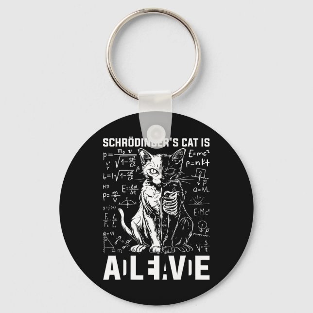 Porte-clés Chat de Schrodinger - Physique morte et vivante (Recto)