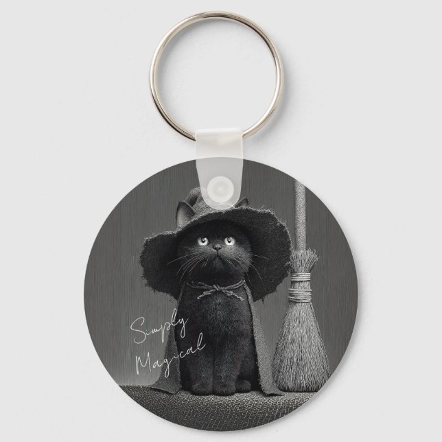 Porte-clés Chat de sorcière simplement magique (Recto)