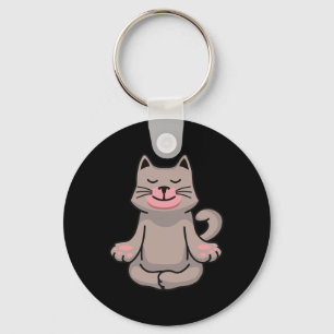 Porte-clés Chat de yoga méditation Namaste Cadeau