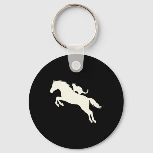 Porte-clés Chat D'Équitation Silhouette Pour Amoureux des ani