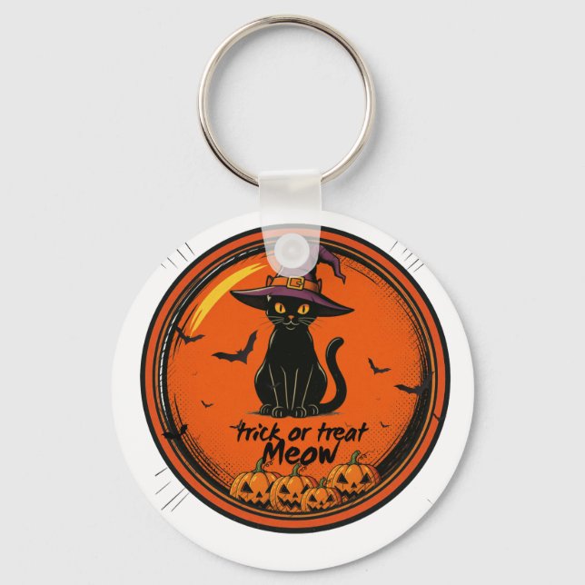 Porte-clés Chat d'Halloween (Recto)