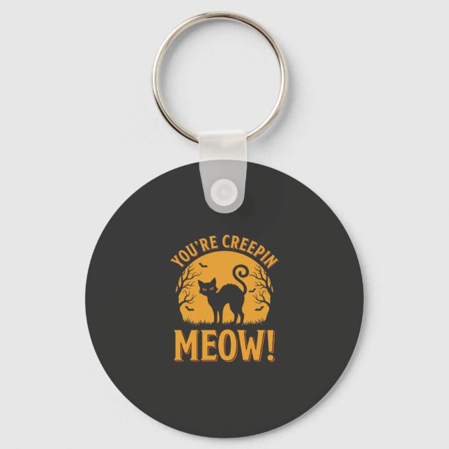 Porte-clés Chat d'Halloween Tu me fais peur Miaou (Recto)