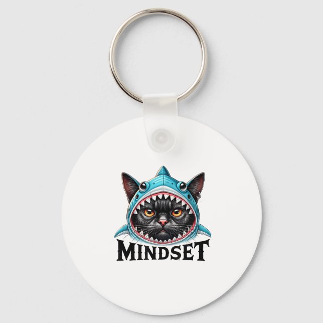 Porte-clés Chat Drôle, Citation Motivationnelle de Mentalité, (Recto)