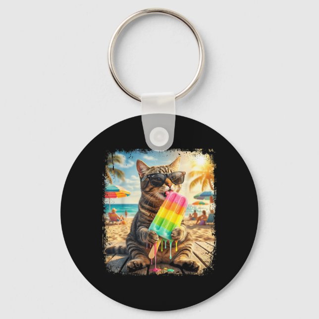 Porte-clés Chat Drôle de Lunettes de Soleil d'Animal d'Été de (Recto)