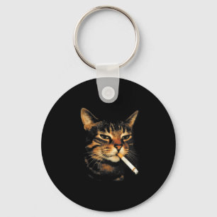Porte-clés Chat drôle fumant cigarette chaton mème stupide ce