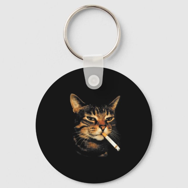Porte-clés Chat drôle fumant cigarette chaton mème stupide ce (Recto)