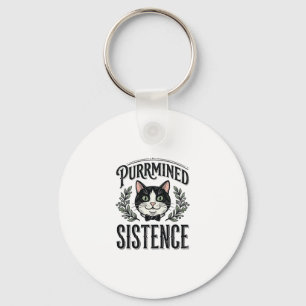 Porte-clés Chat Drôle Purrminé Sistence Graphique Vintage_1