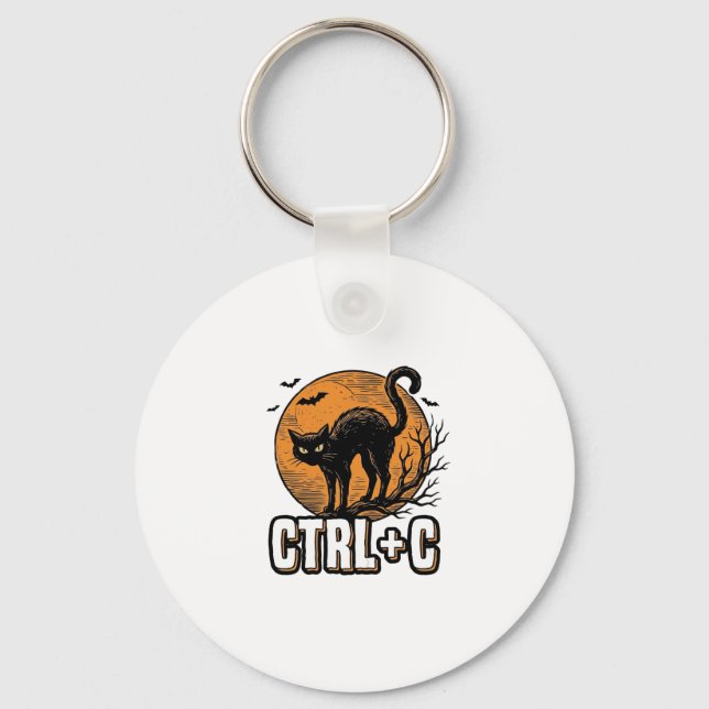 Porte-clés Chat effrayant CTRL C Conception vectorielle Hallo (Recto)